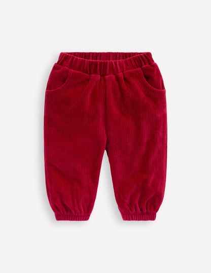 Pantalon en velours côtelé de jersey-Rouge carmin-1