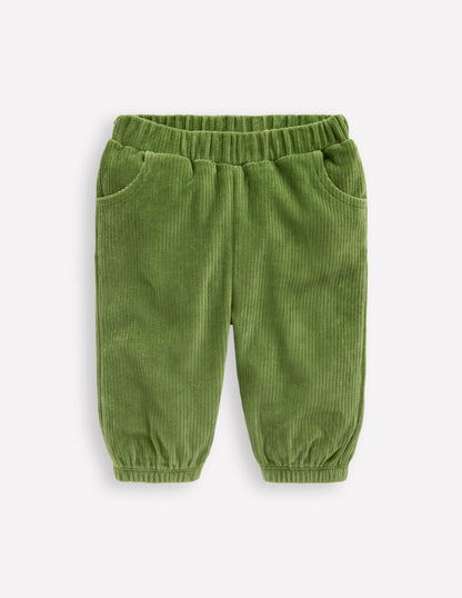 Pantalon en velours côtelé de jersey-Vert Brocoli-1