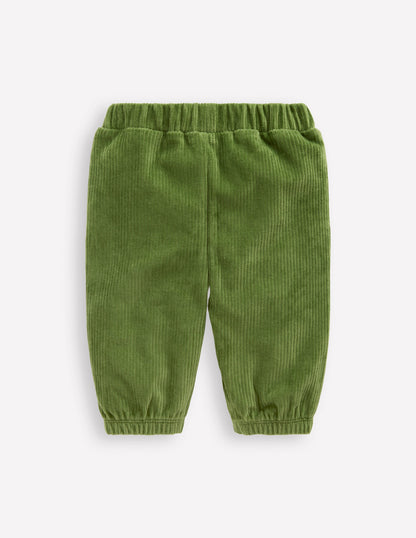 Pantalon en velours côtelé de jersey-Vert Brocoli-2