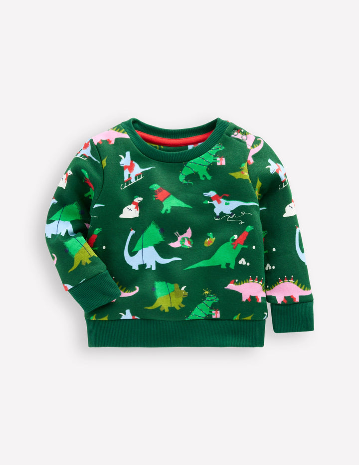 Bedrucktes Sweatshirt-Grün Dinosaurier