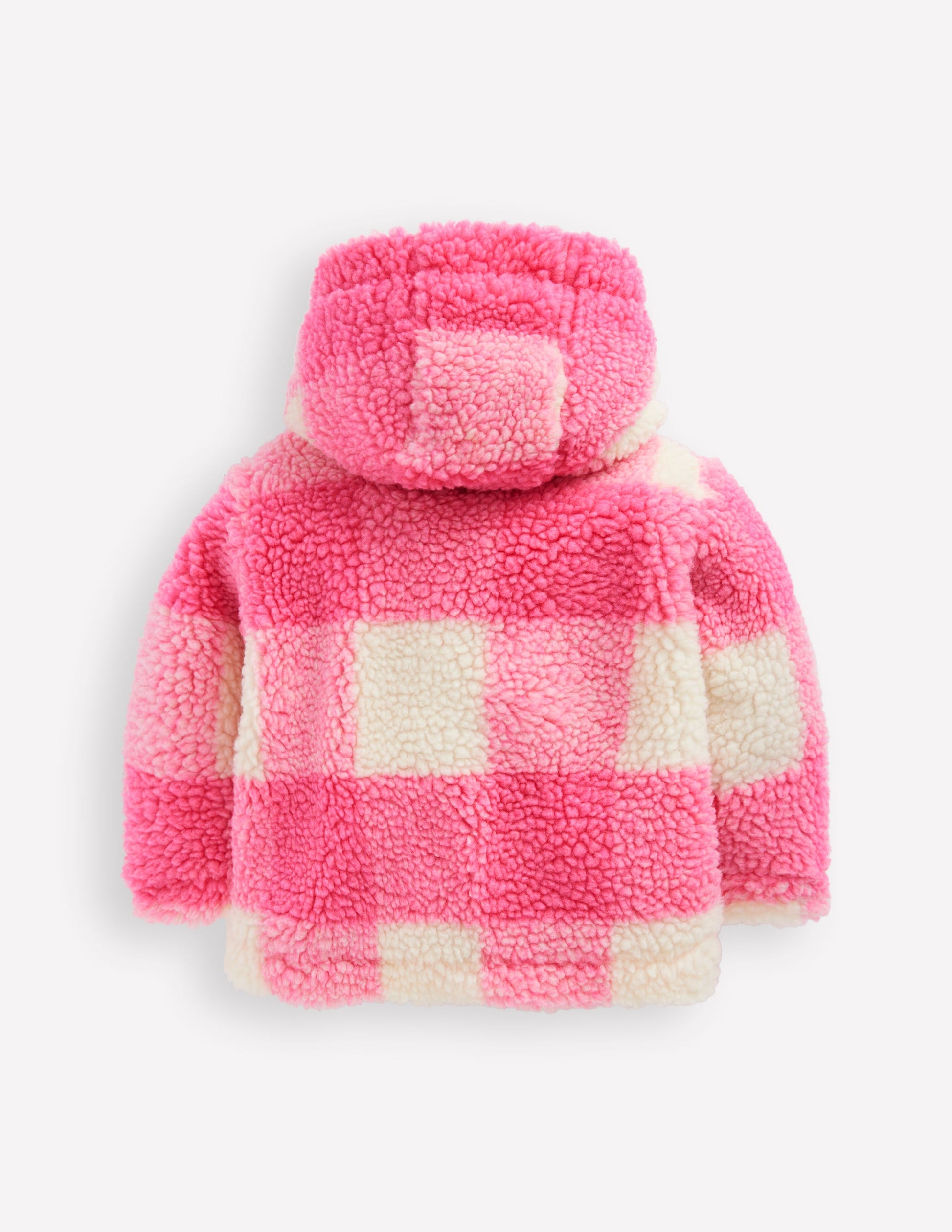 Duffle-coat en borg fille-Carreaux roses-2