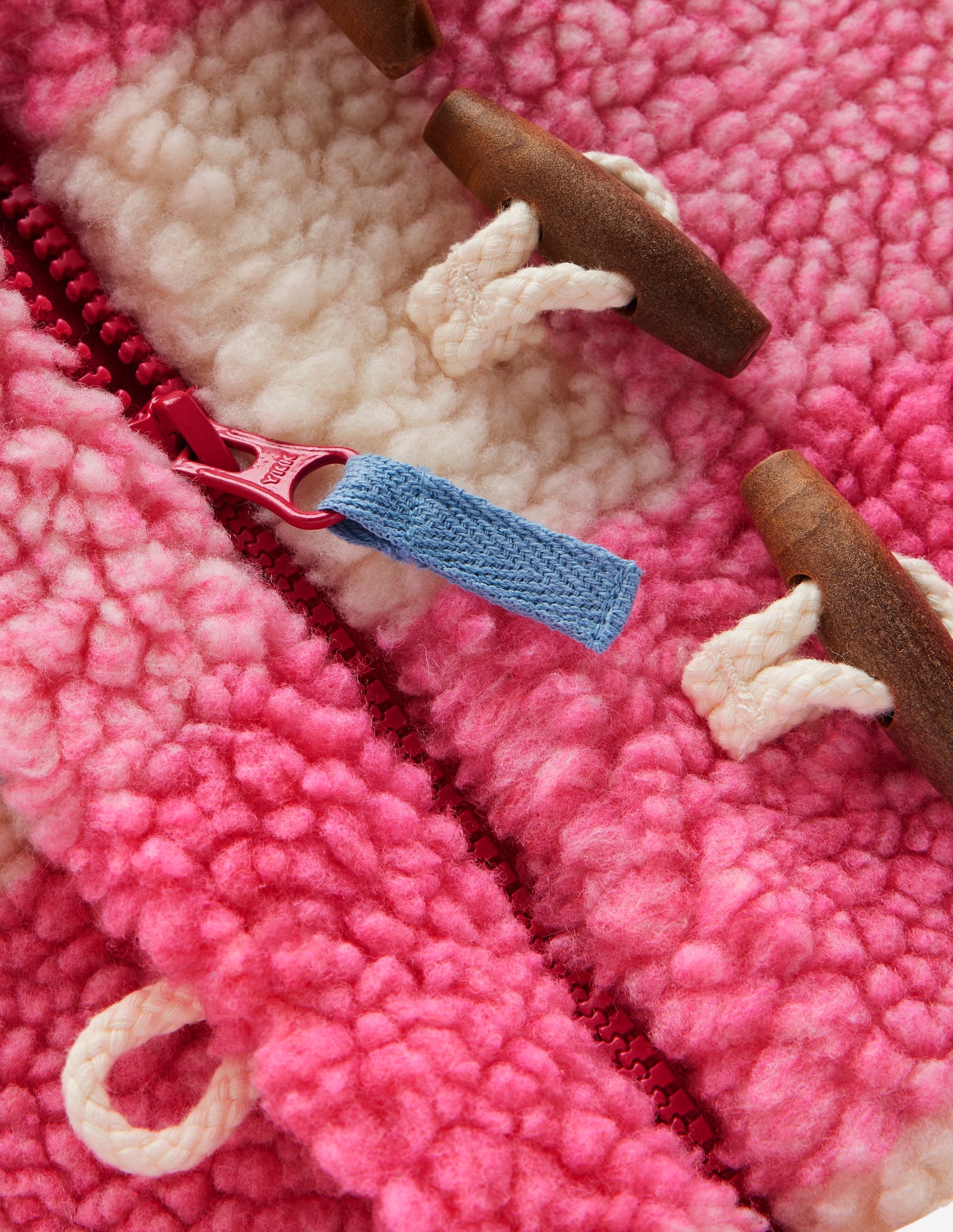 Duffle-coat en borg fille-Carreaux roses-3