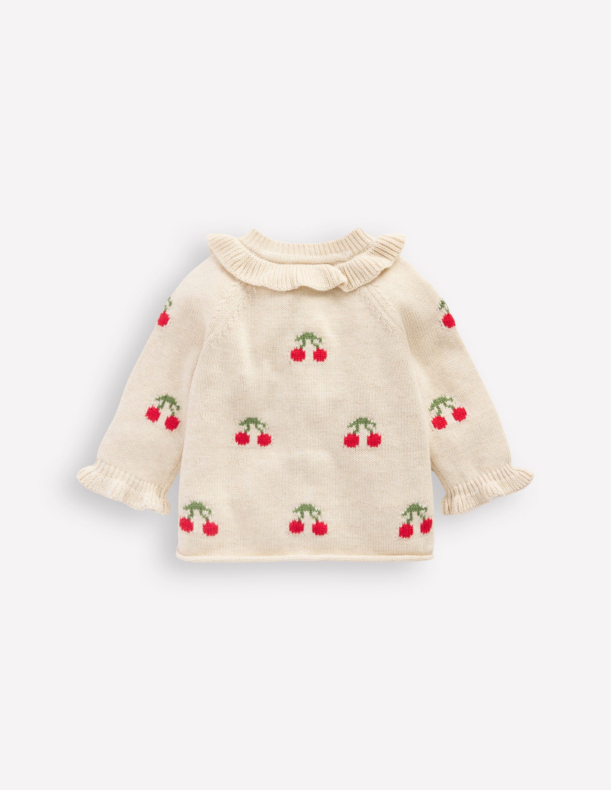 Joli cardigan à volants-Cerises avoine chiné-2