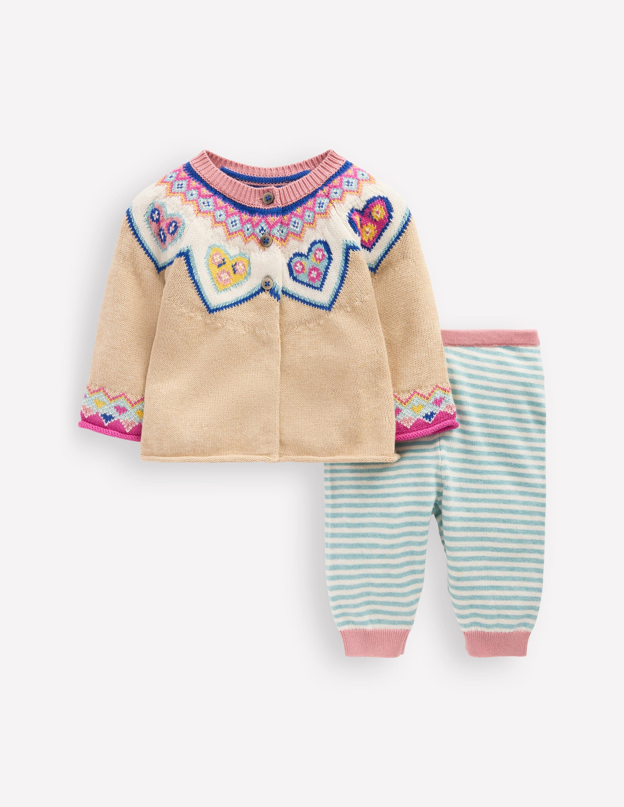 Spielset aus Strick-Haferbeige Herzen - Image 1
