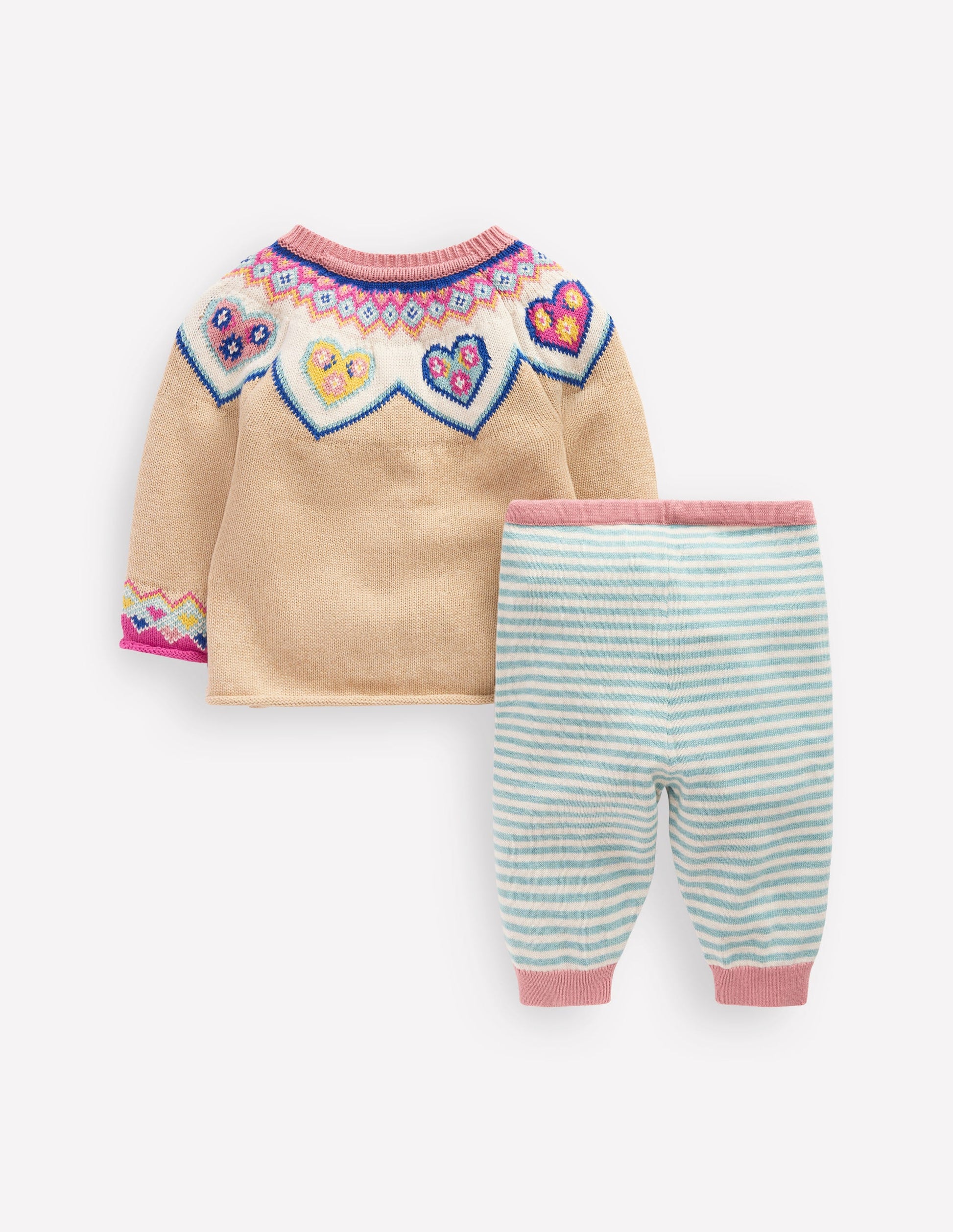 Spielset aus Strick-Haferbeige Herzen-2