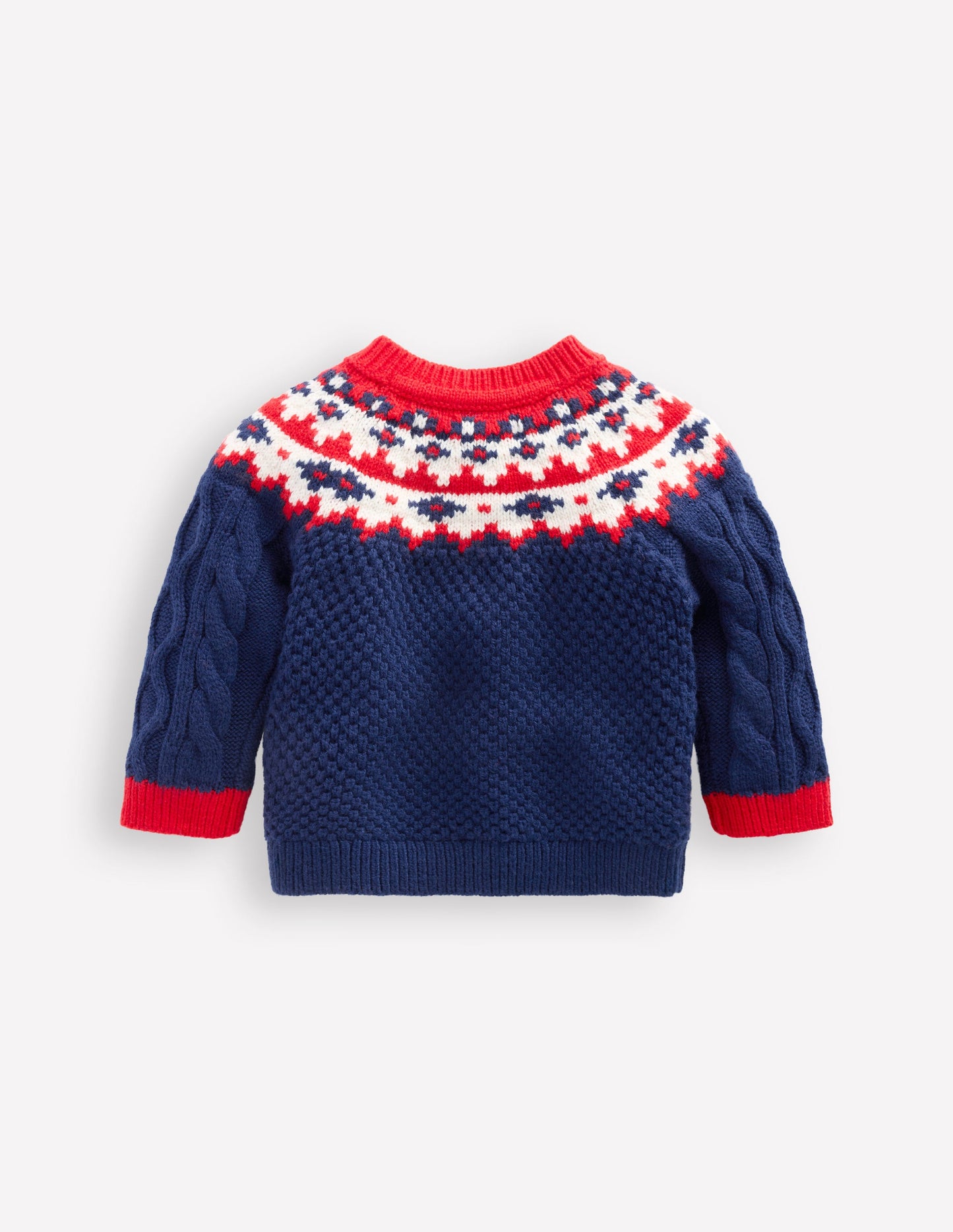 Fair-Isle-Pullover mit Zopfmuster-Schuluniform-Navy, Fair-Isle-Muster