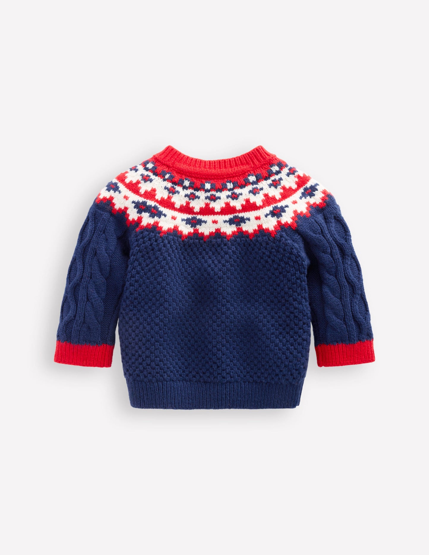 Fair-Isle-Pullover mit Zopfmuster-Schuluniform-Navy, Fair-Isle-Muster