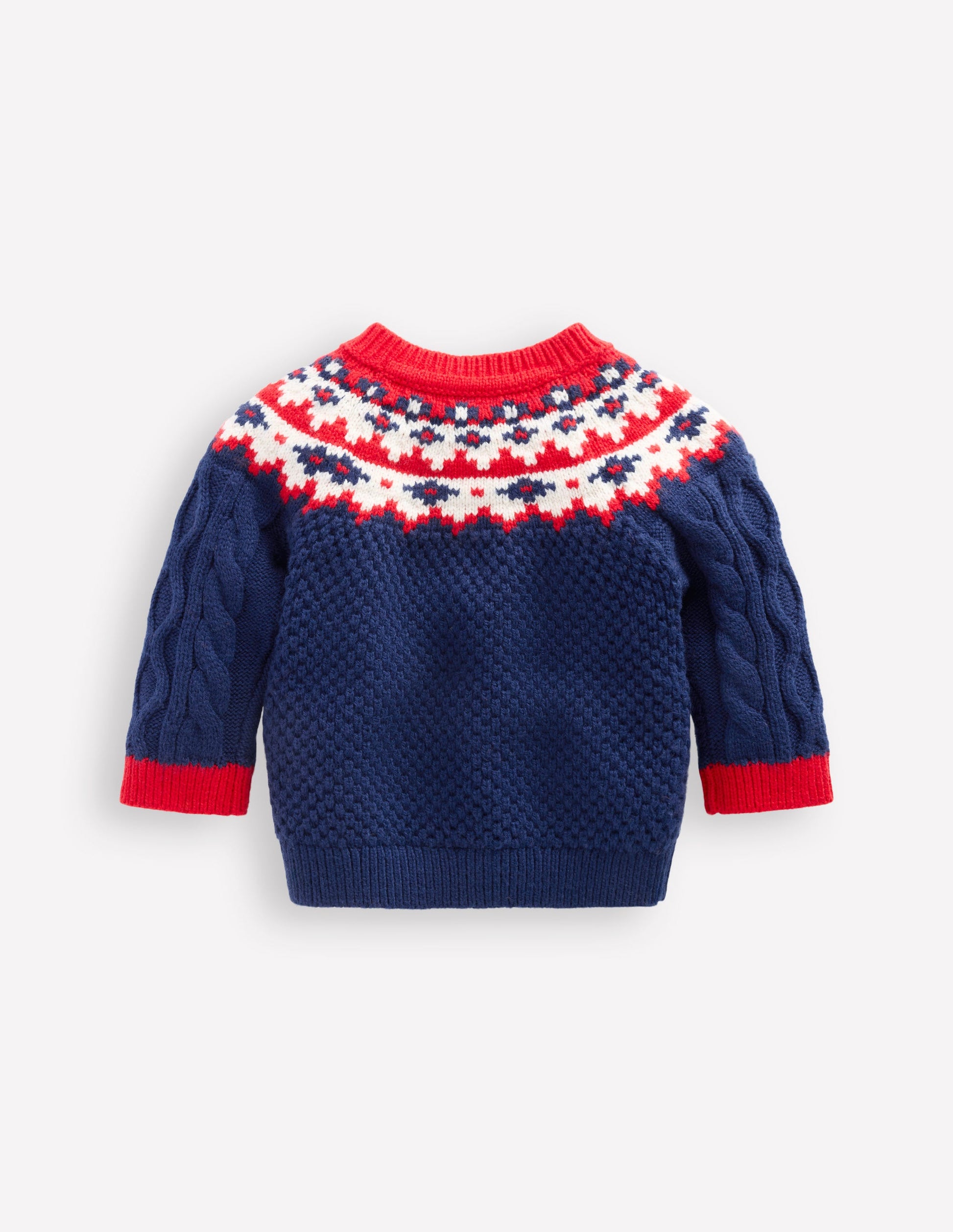 Fair-Isle-Pullover mit Zopfmuster-Schuluniform-Navy, Fair-Isle-Muster-2