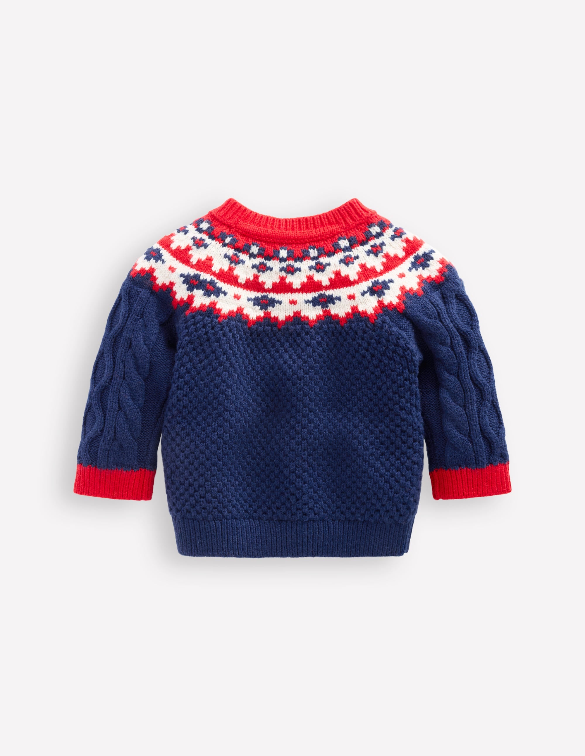 Fair-Isle-Pullover mit Zopfmuster-Schuluniform-Navy, Fair-Isle-Muster - Image 2