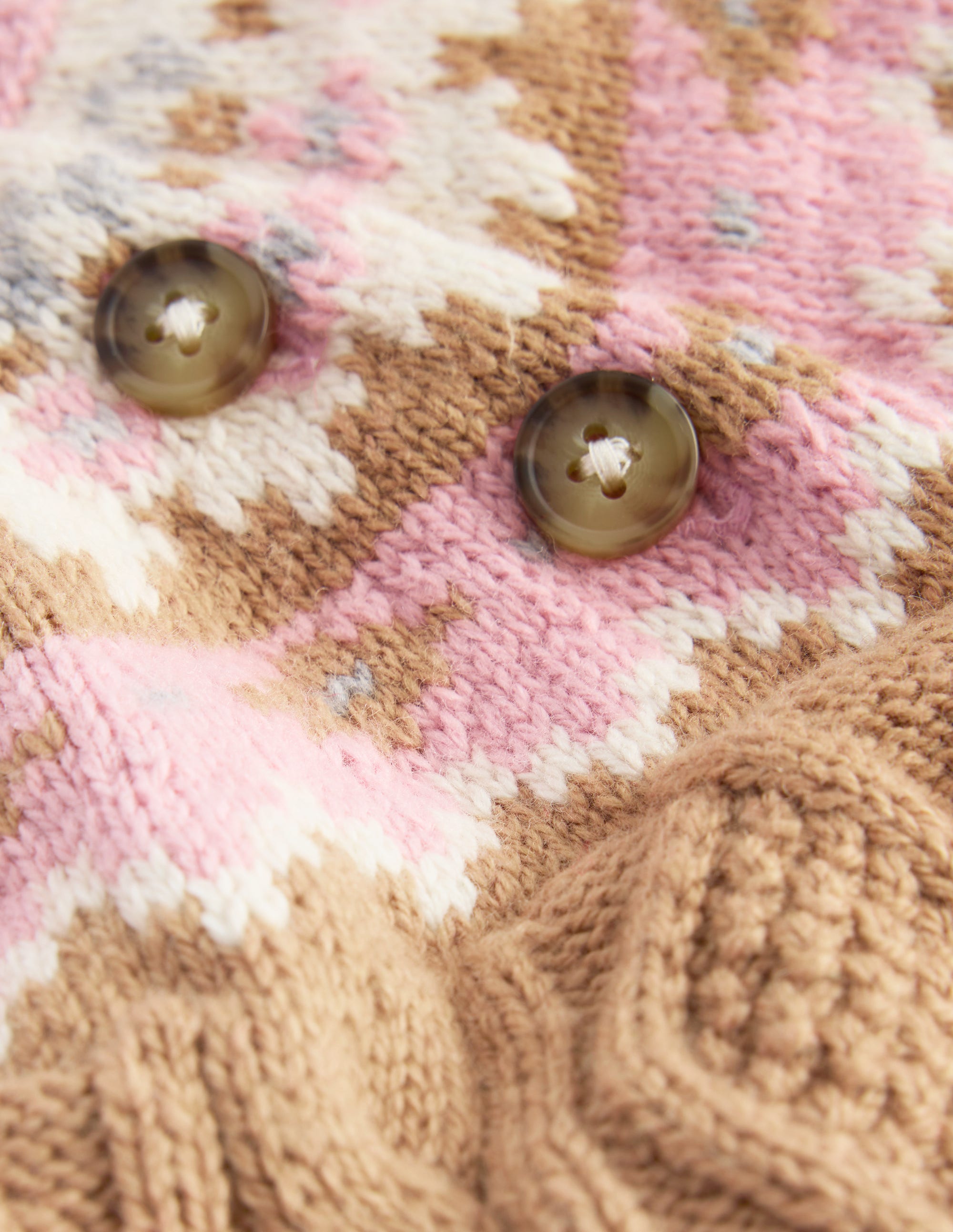 Fair-Isle-Pullover mit Zopfmuster für Mädchen-Kamelbraun Meliert Fair-Isle - Image 3