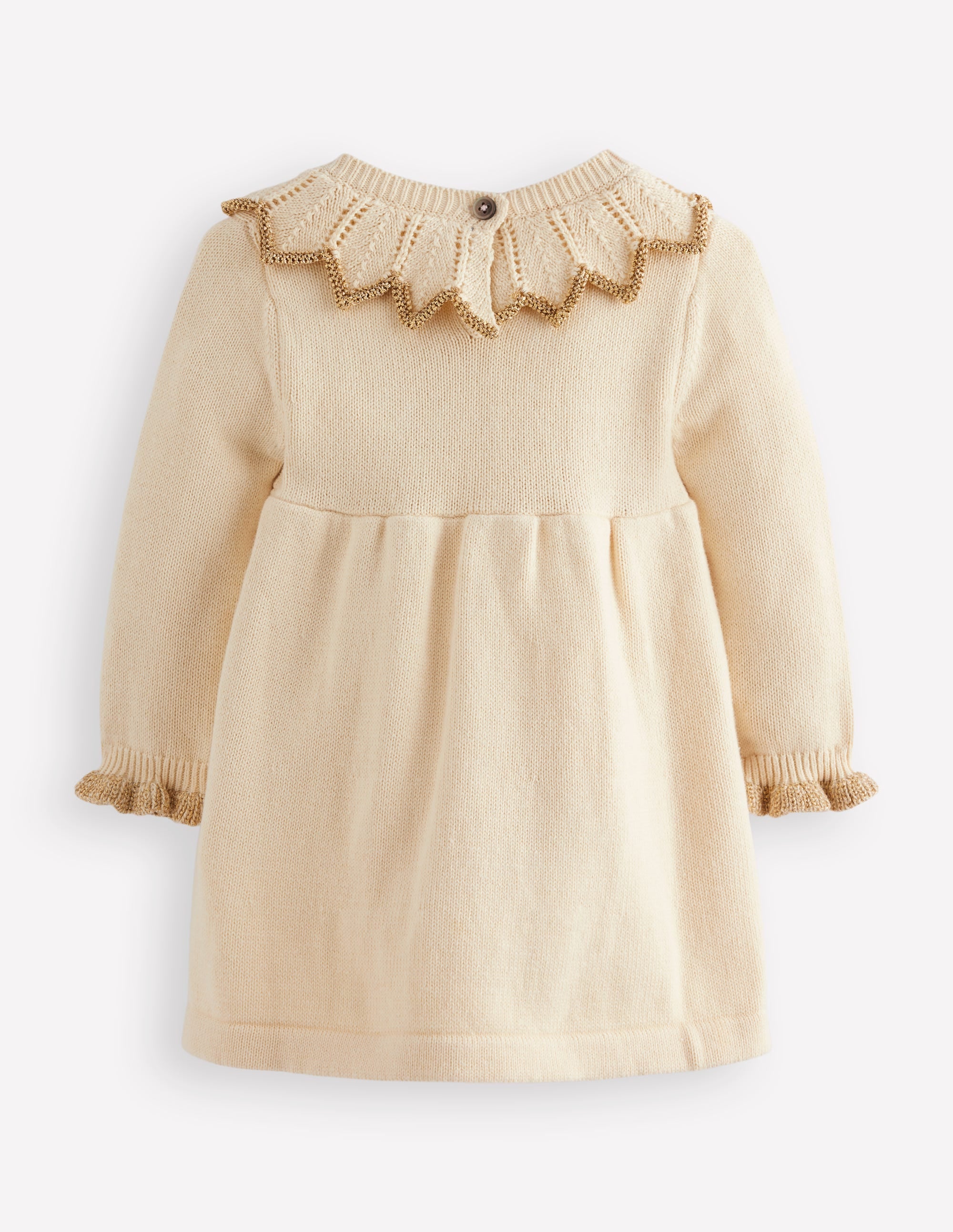 Hübsches Strickkleid mit Kragen-Naturweiß - Image 2