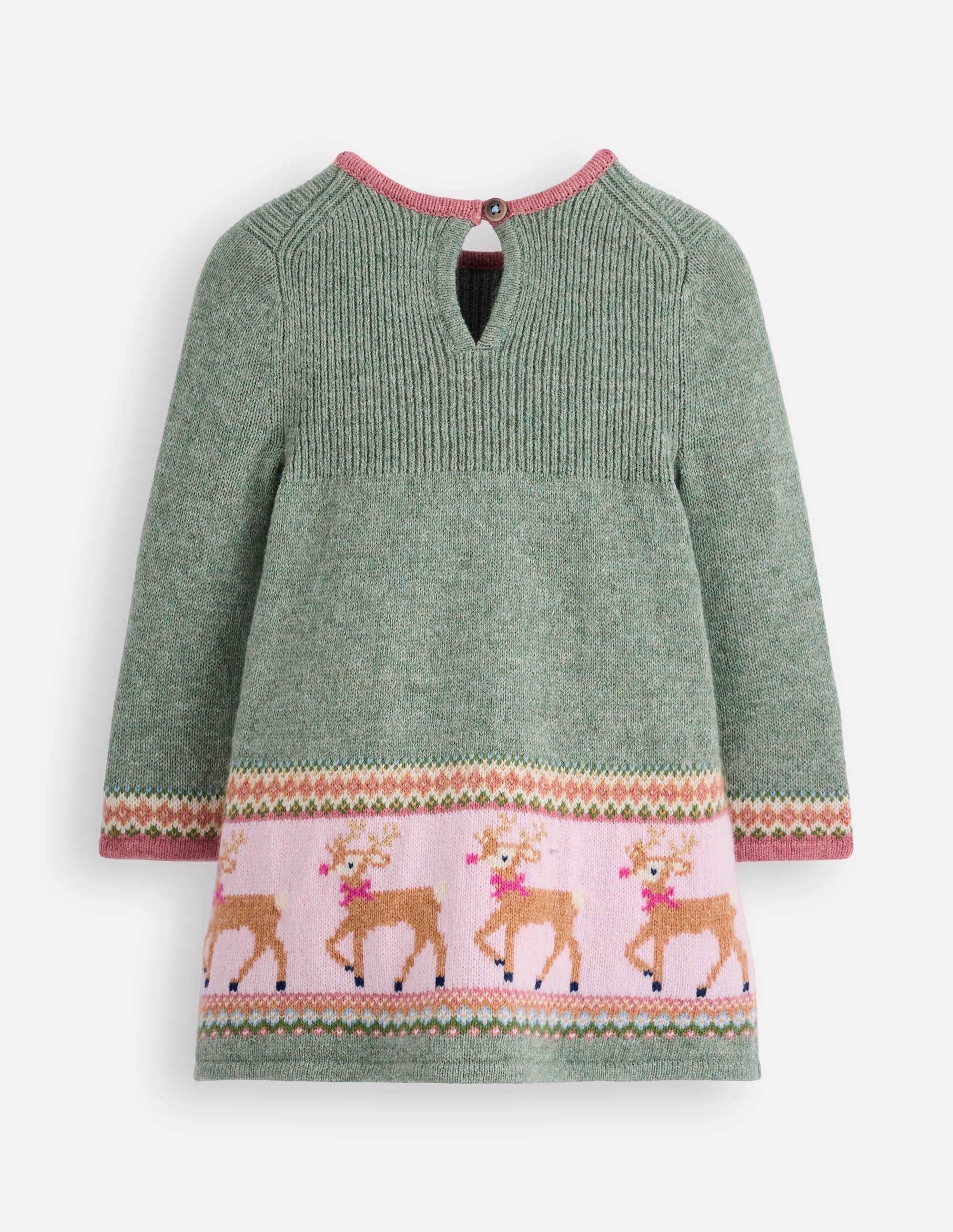 Fair-Isle-Strickkleid-Eukalyptus Rentier Fair-Isle - Image 2
