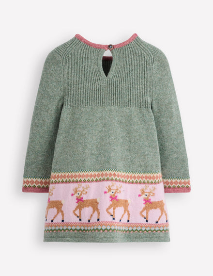 Fair-Isle-Strickkleid-Eukalyptus Rentier Fair-Isle