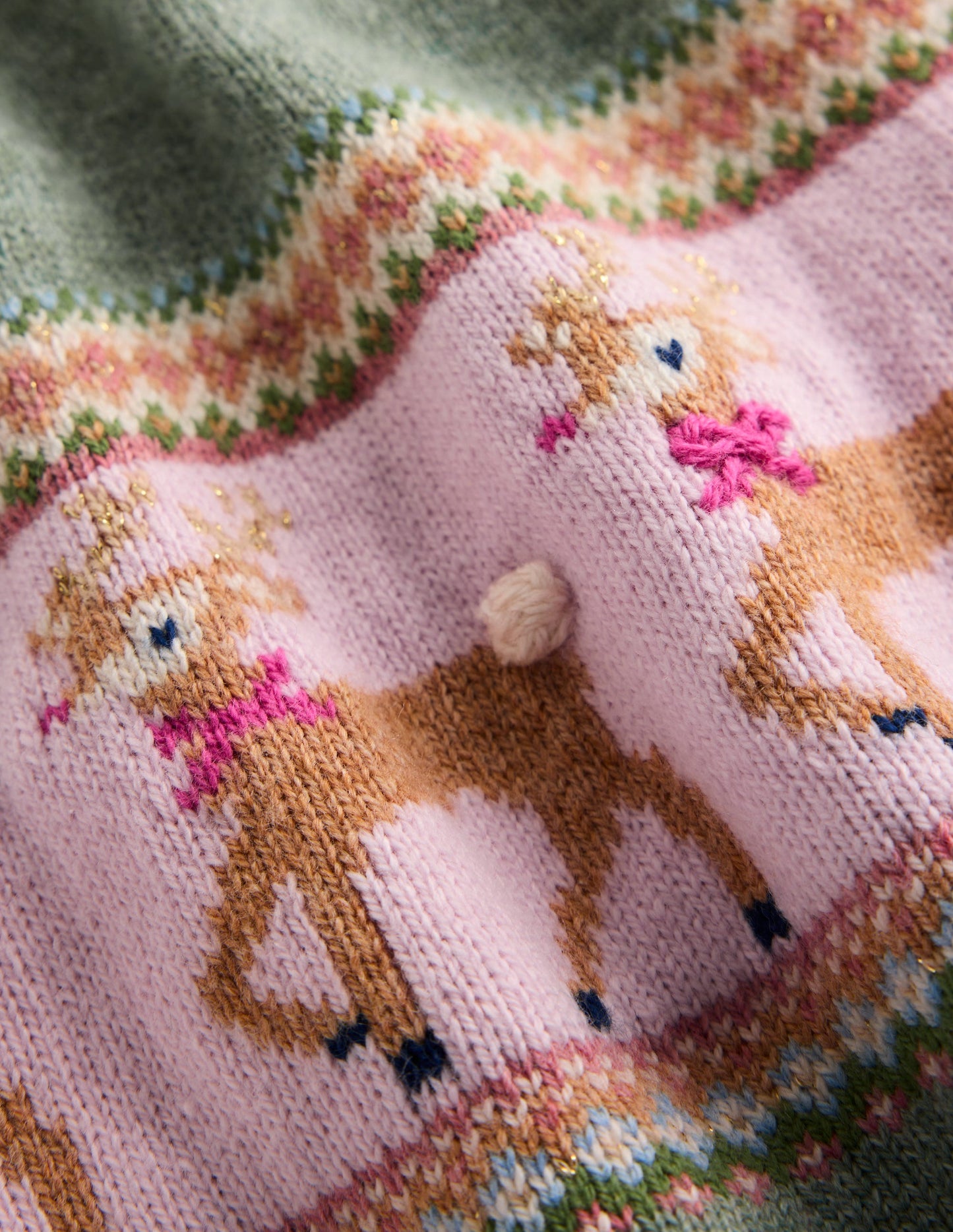 Fair-Isle-Strickkleid-Eukalyptus Rentier Fair-Isle