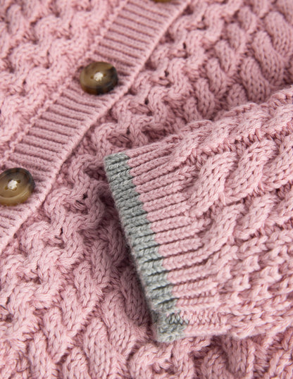 Ensemble en maille torsadée-Rose vintage-4