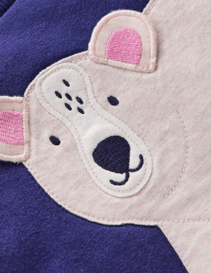 Sweatshirt mit Applikation für Jungen-Navy mit Eisbär-3