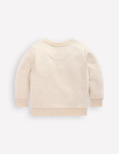 Sweatshirt mit Applikation für Jungen-Hellbeige Meliert, Dinosaurier-2