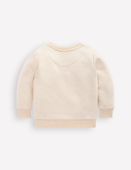 Sweatshirt mit Applikation für Jungen-Hellbeige Meliert, Dinosaurier