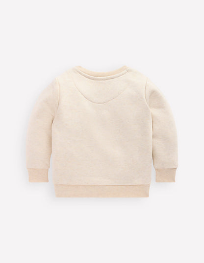 Sweatshirt mit Applikation für Jungen-Hellbeige Meliert, Dinosaurier-2