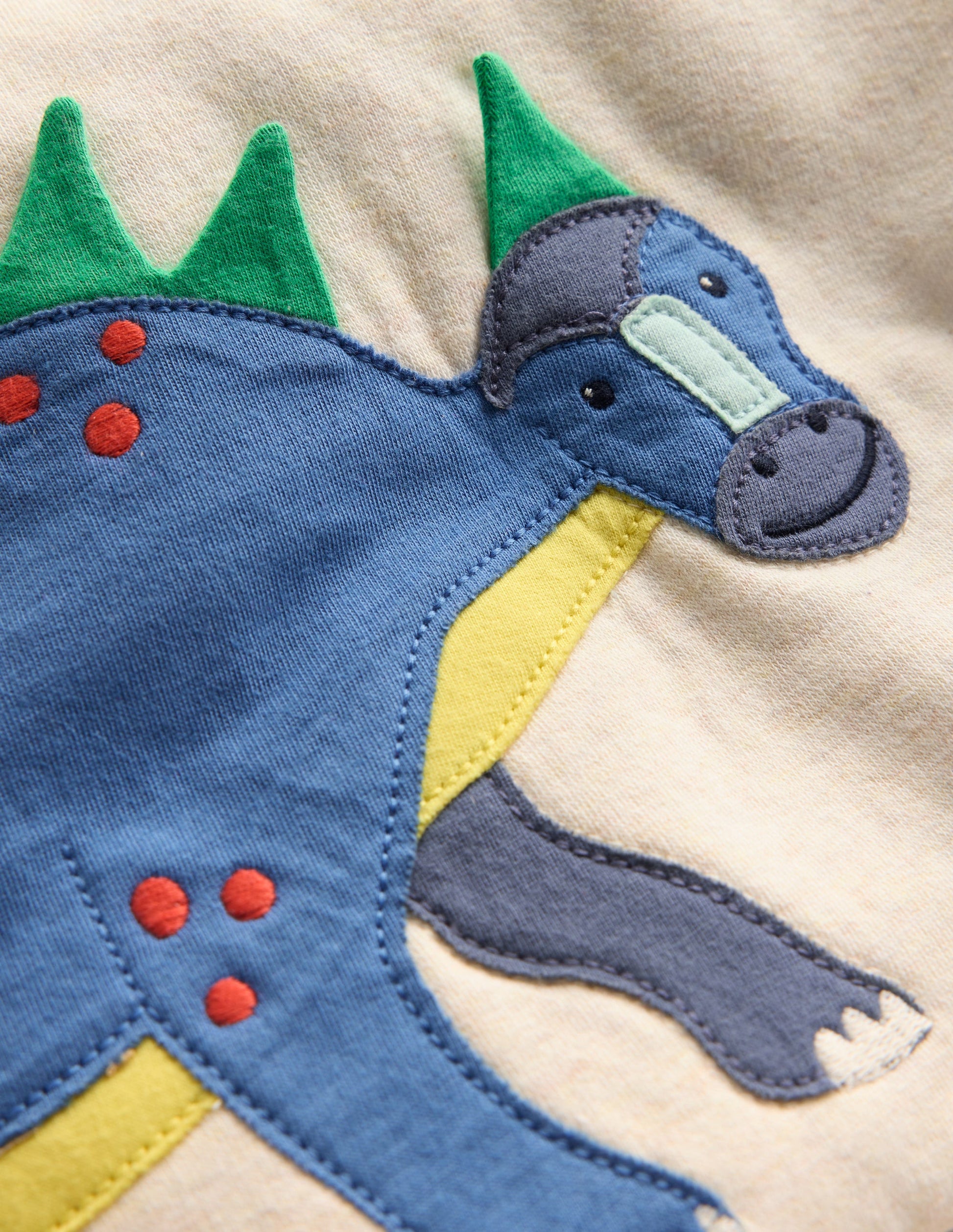 Sweatshirt mit Applikation für Jungen-Hellbeige Meliert, Dinosaurier-3