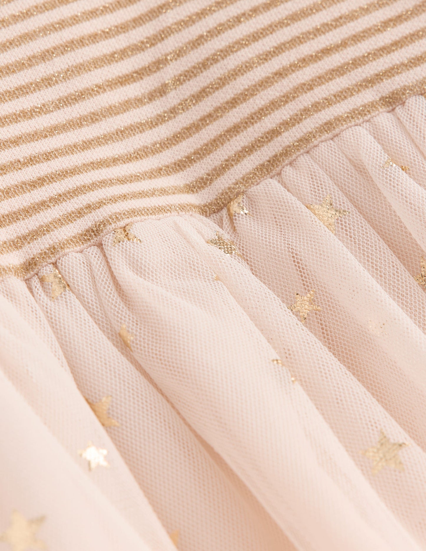 Robe en tulle et jersey-Ivoire doux/confettis dorés