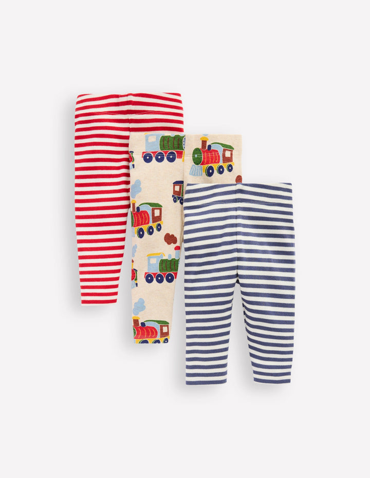 Gerippte Leggings im 3er-Pack-Haferbeige Meliert Züge