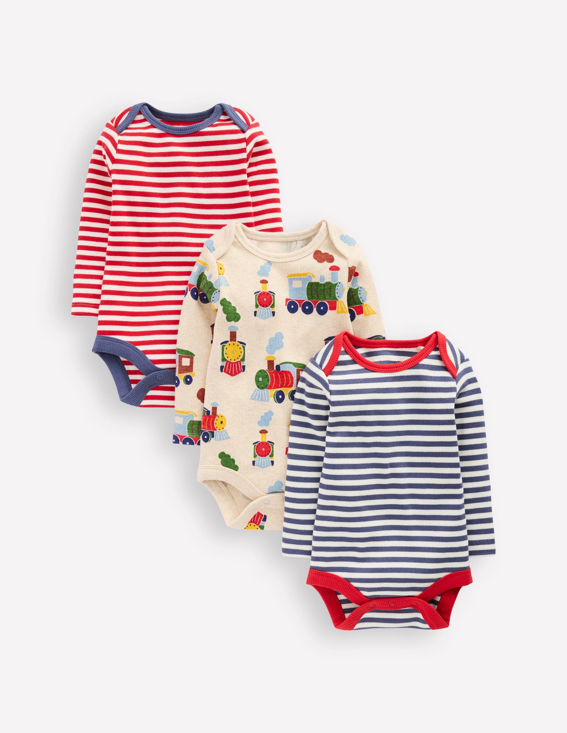 Gerippte Bodys im 3er-Pack-Haferbeige Meliert Züge-1