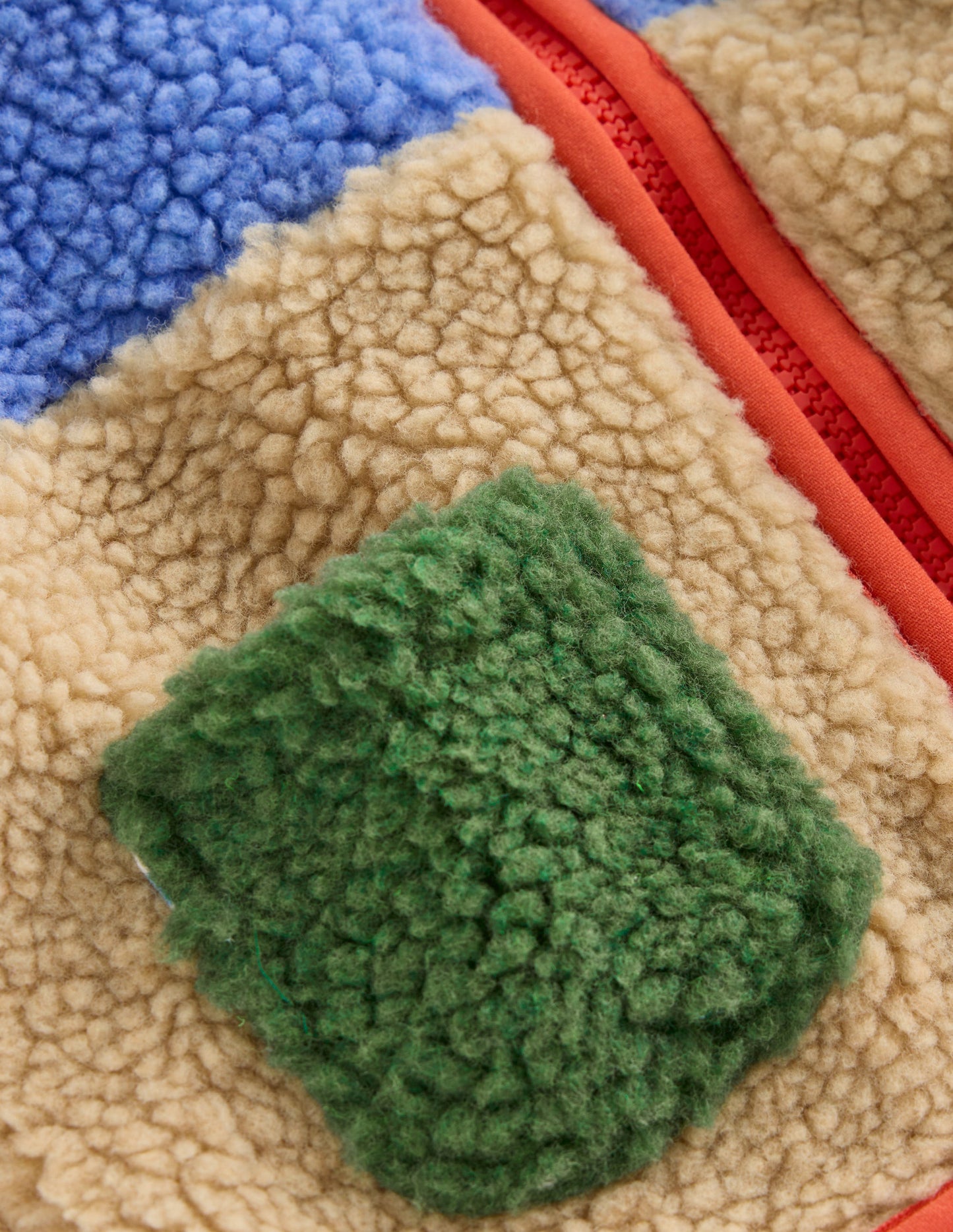 Kuschelige Teddyfell-Jacke-Bunt Blockfarben