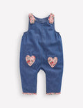 Chambray-Strampler-Chambray Herzen mit Blumenmuster