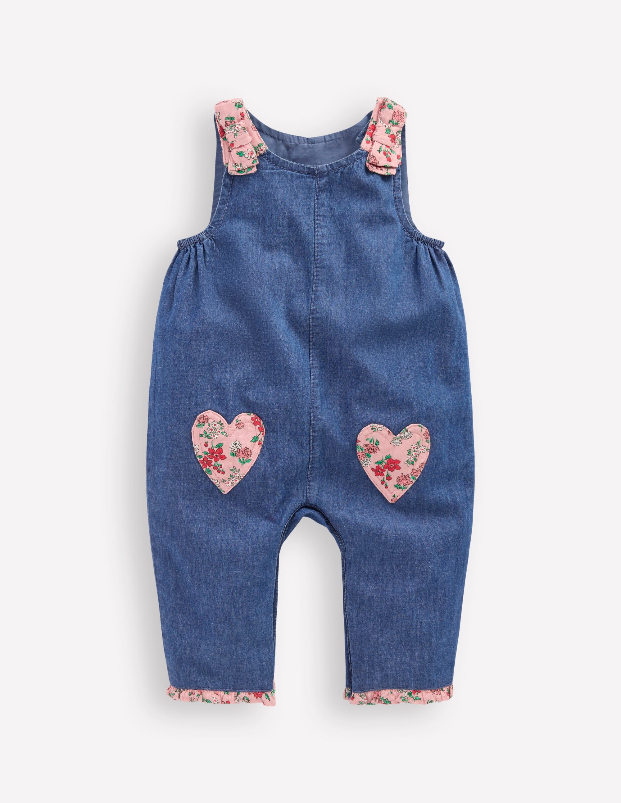 Chambray-Strampler-Chambray Herzen mit Blumenmuster - Image 1