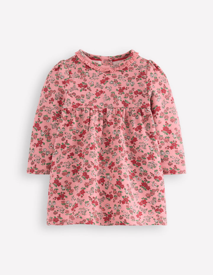 Sweatshirt-Kleid-Erdbeerrosa Blumenwiese