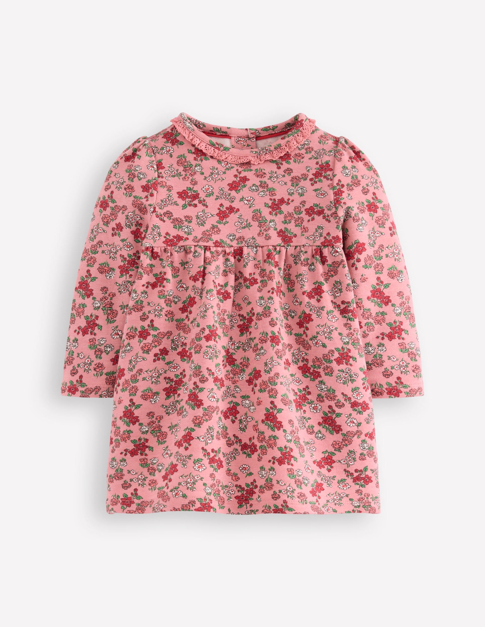 Sweatshirt-Kleid-Erdbeerrosa Blumenwiese-1