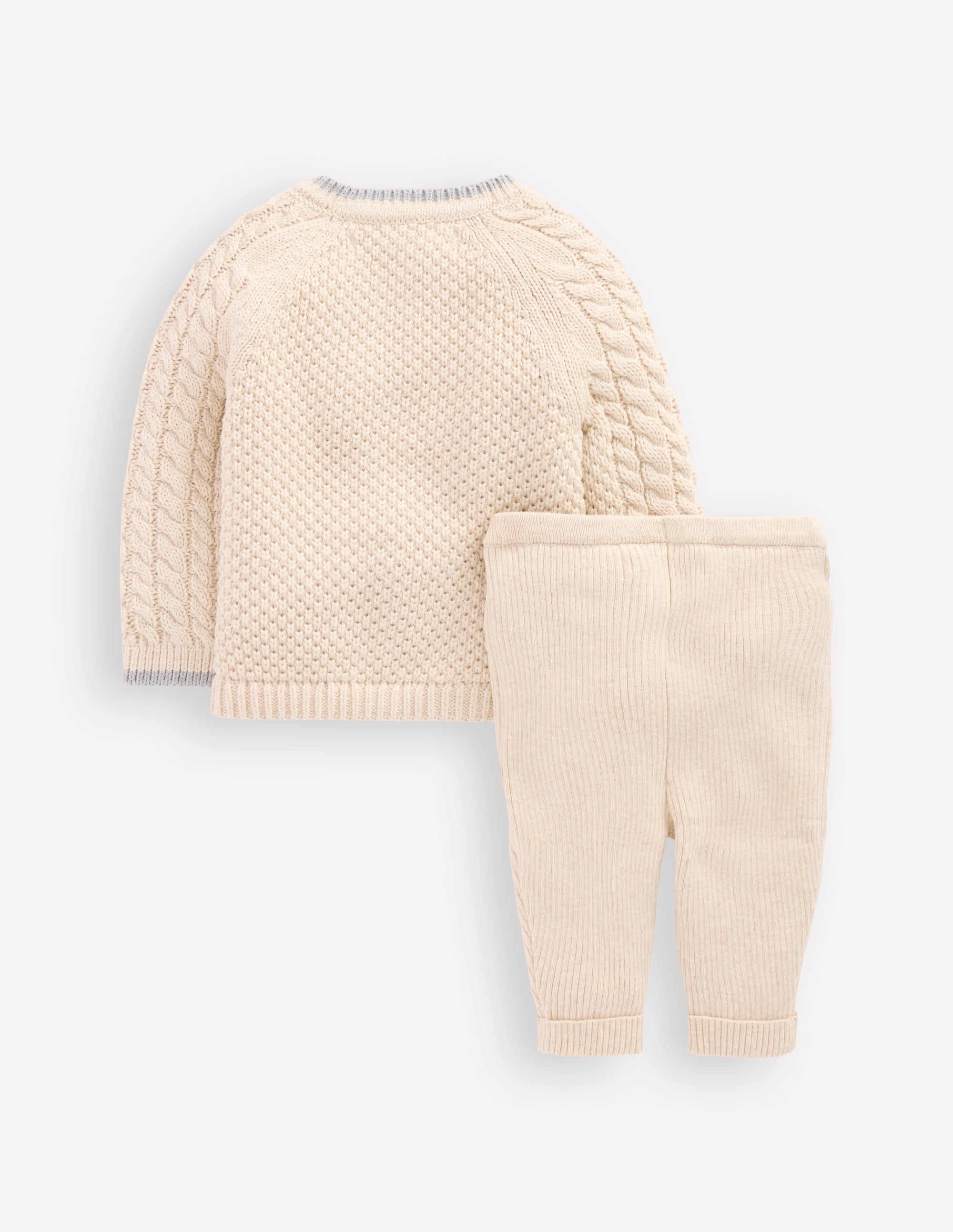 Strickspielset mit Zopfmuster-Beige Meliert - Image 2