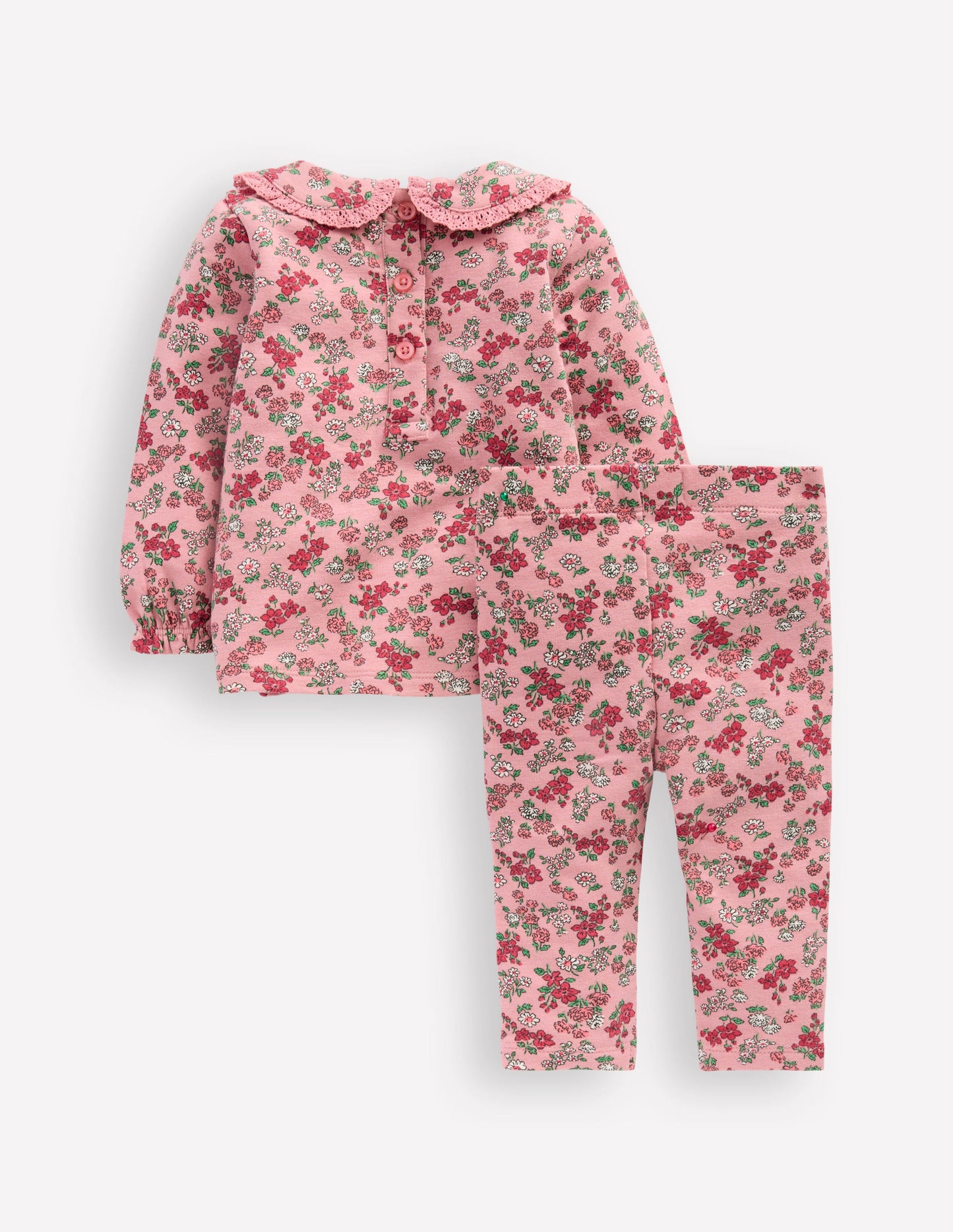 Sweatshirt-Set mit hübschem Kragen-Pink Geblümt