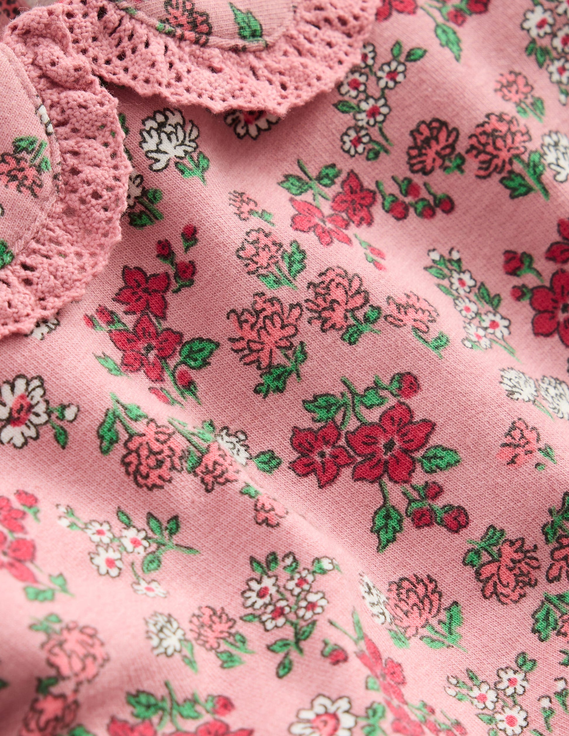 Sweatshirt-Set mit hübschem Kragen-Pink Geblümt-3