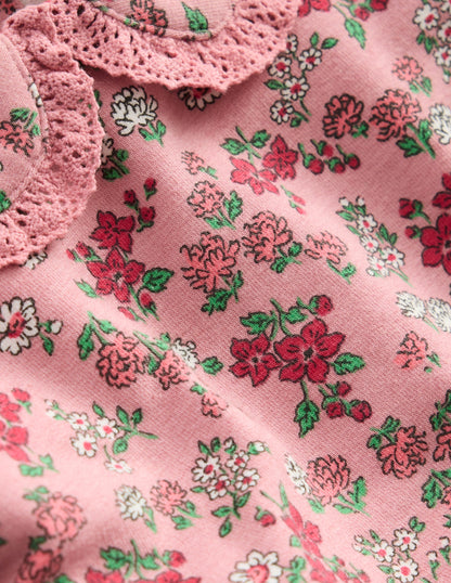 Sweatshirt-Set mit hübschem Kragen-Pink Geblümt-3