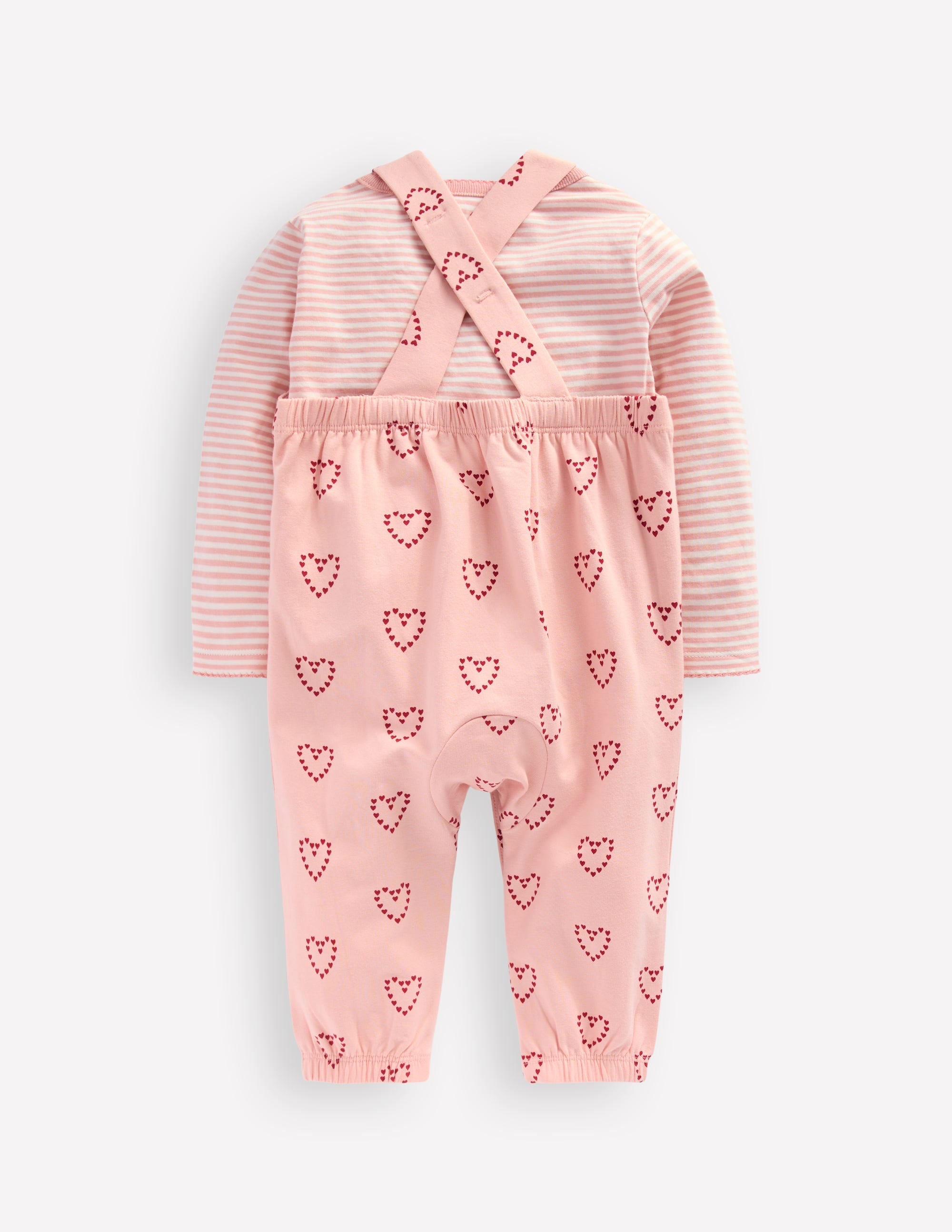 Ensemble avec salopette en jersey-Cœurs roses - Image 2