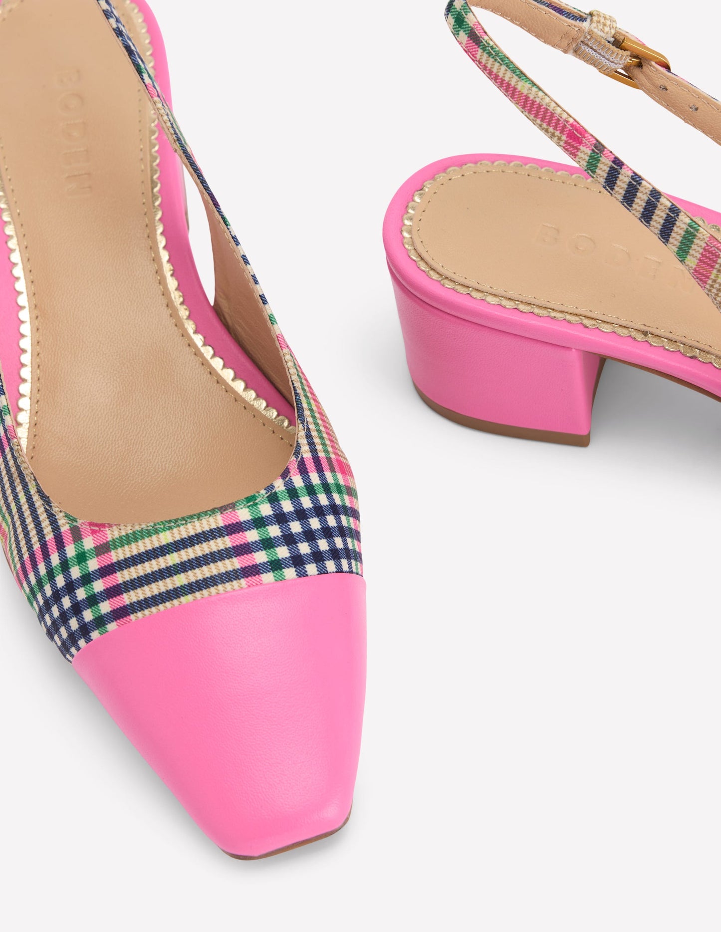 Ailsa Slingbacks mit Blockabsatz-Bunt Karomuster