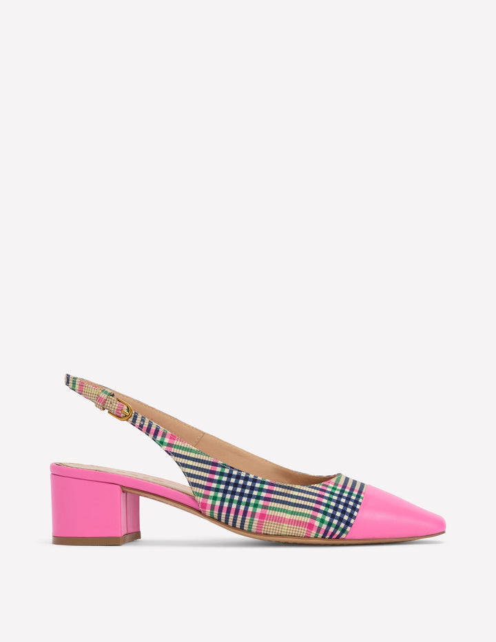 Ailsa Slingbacks mit Blockabsatz-Bunt Karomuster