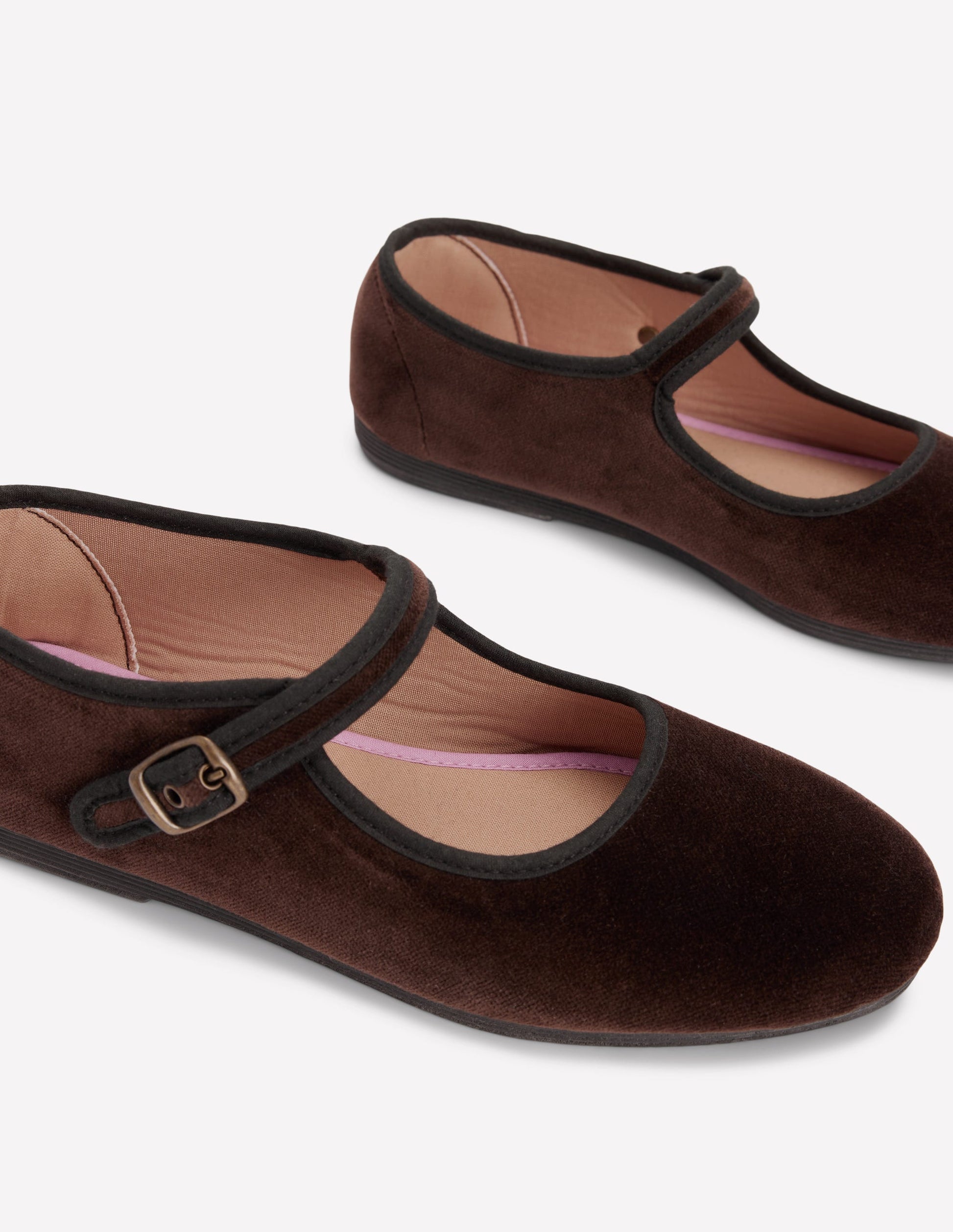 Mary Janes aus dehnbarem Material-Schokoladenbraun Samt-5