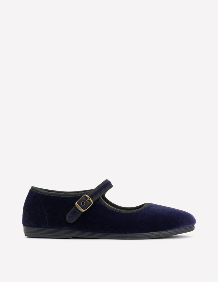 Mary Janes aus dehnbarem Material-Navy Samt