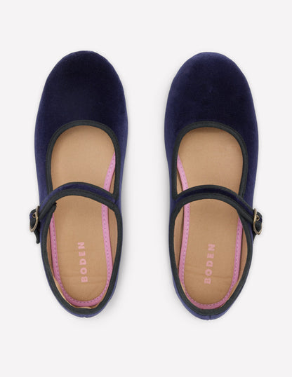 Mary Janes aus dehnbarem Material-Navy Samt-5