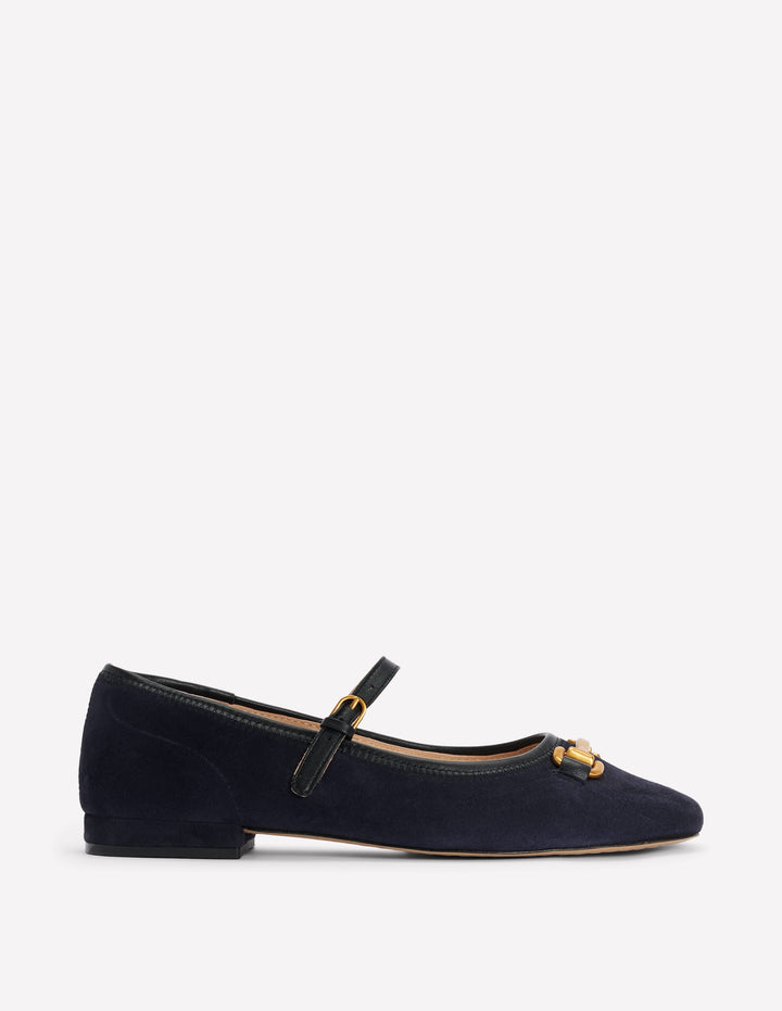 Flache Mary Janes mit Trensendetail-Dunkles Navy