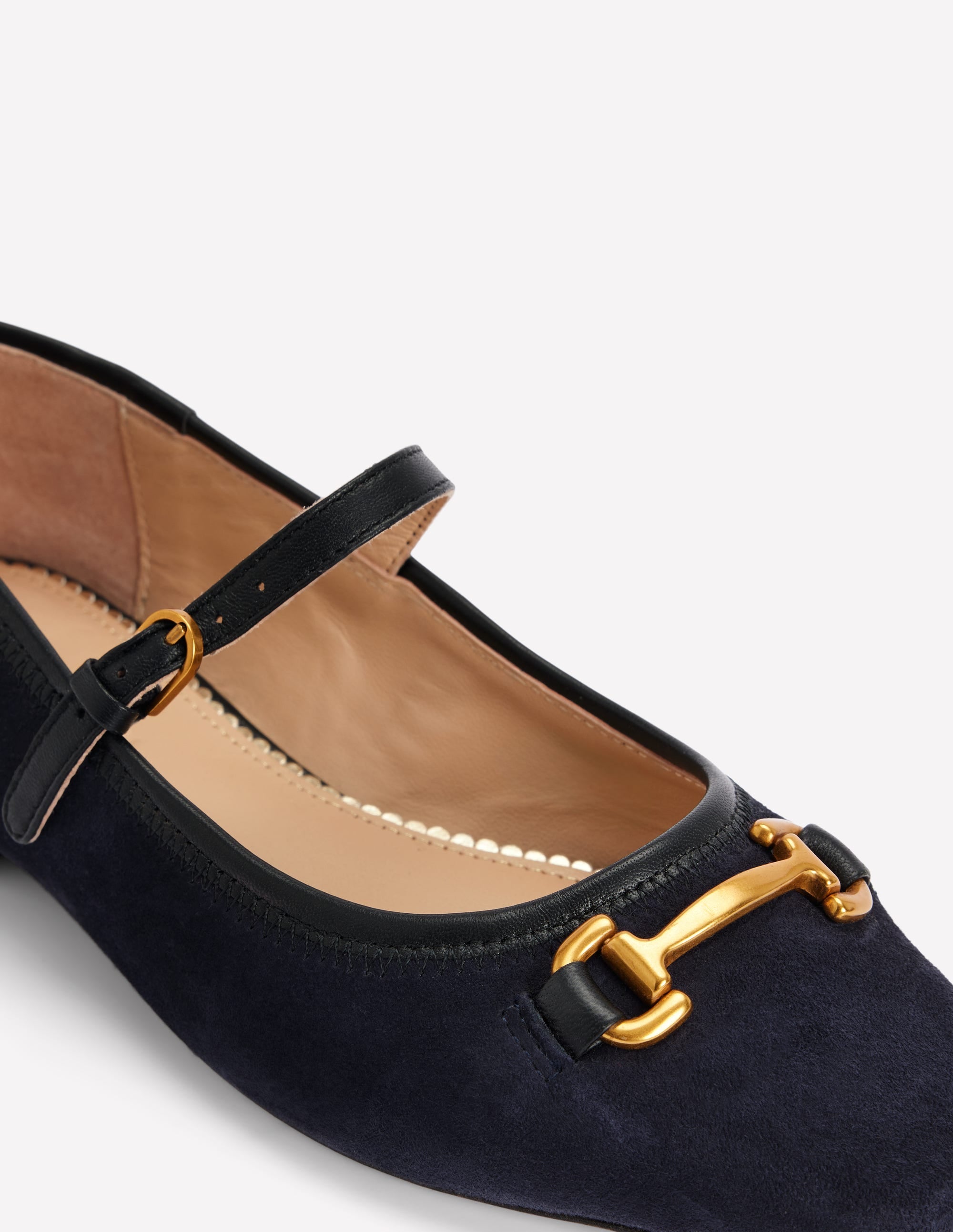Flache Mary Janes mit Trensendetail-Dunkles Navy - Image 4