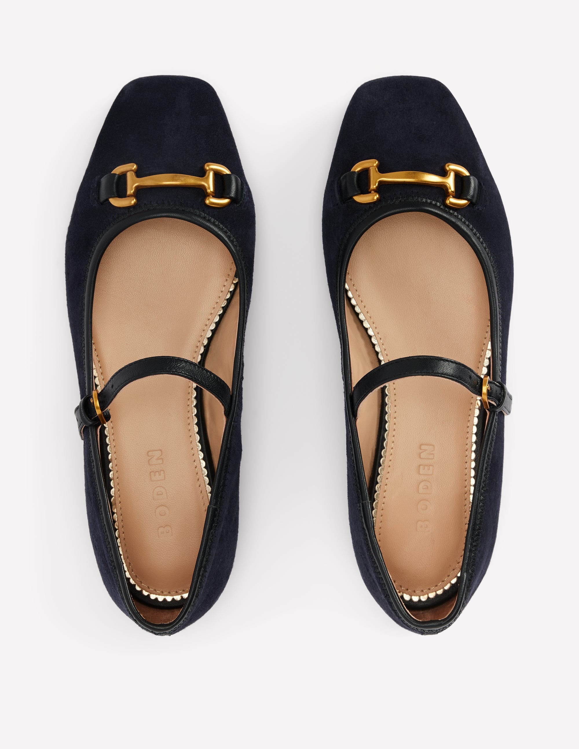 Flache Mary Janes mit Trensendetail-Dunkles Navy - Image 5