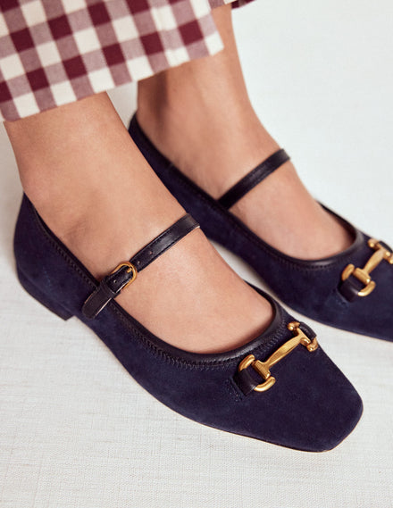 Flache Mary Janes mit Trensendetail-Dunkles Navy