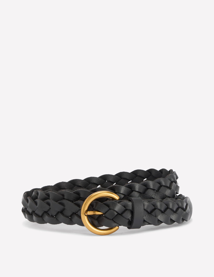 Schmaler Flechtgürtel-Schwarz