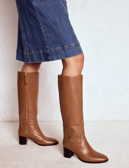 Skye Elegante, kniehohe Stiefel-Hellbraun