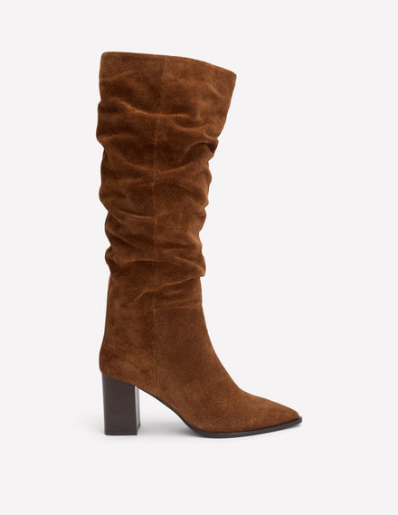 Vera Spitze Stiefel mit Blockabsatz-Hellbraun