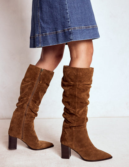 Vera Spitze Stiefel mit Blockabsatz-Hellbraun-2